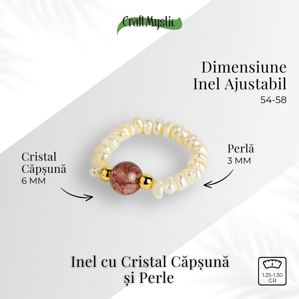 Inel cu sens – Cristal capsuna si perle pentru armonie emotionala [4]