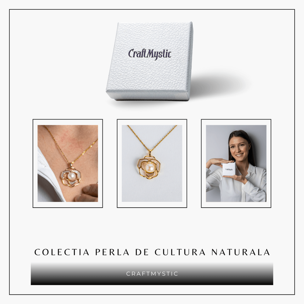 Colier Bijuterie florala cu perla naturala – Simbol al feminitatii autentice [6]