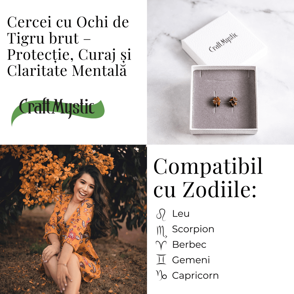 Cercei argintii cu Ochi de Tigru brut – Protectie, curaj si claritate mentala [5]