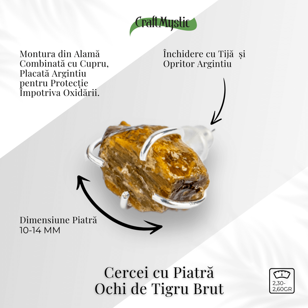 Cercei argintii cu Ochi de Tigru brut – Protectie, curaj si claritate mentala [3]