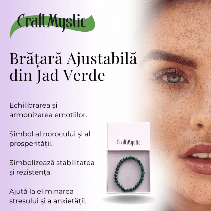 Bratara Elastica cu Margele 6mm din Jad Verde Semipretios Natural [5]