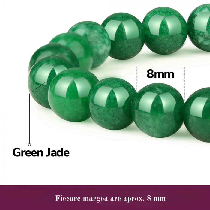 Bratara de jad cu margele de 8 mm pentru femei si barbati - Aduce noroc, bogatie, prosperitate [4]