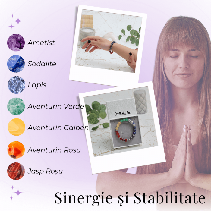 Bratara a 7 Chakre cu Margele de 12 mm din Pietre Semipretioase Naturale - Echilibru si Vindecare [7]