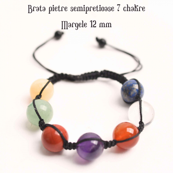 Bratara a 7 Chakre cu Margele de 12 mm din Pietre Semipretioase Naturale - Echilibru si Vindecare [2]