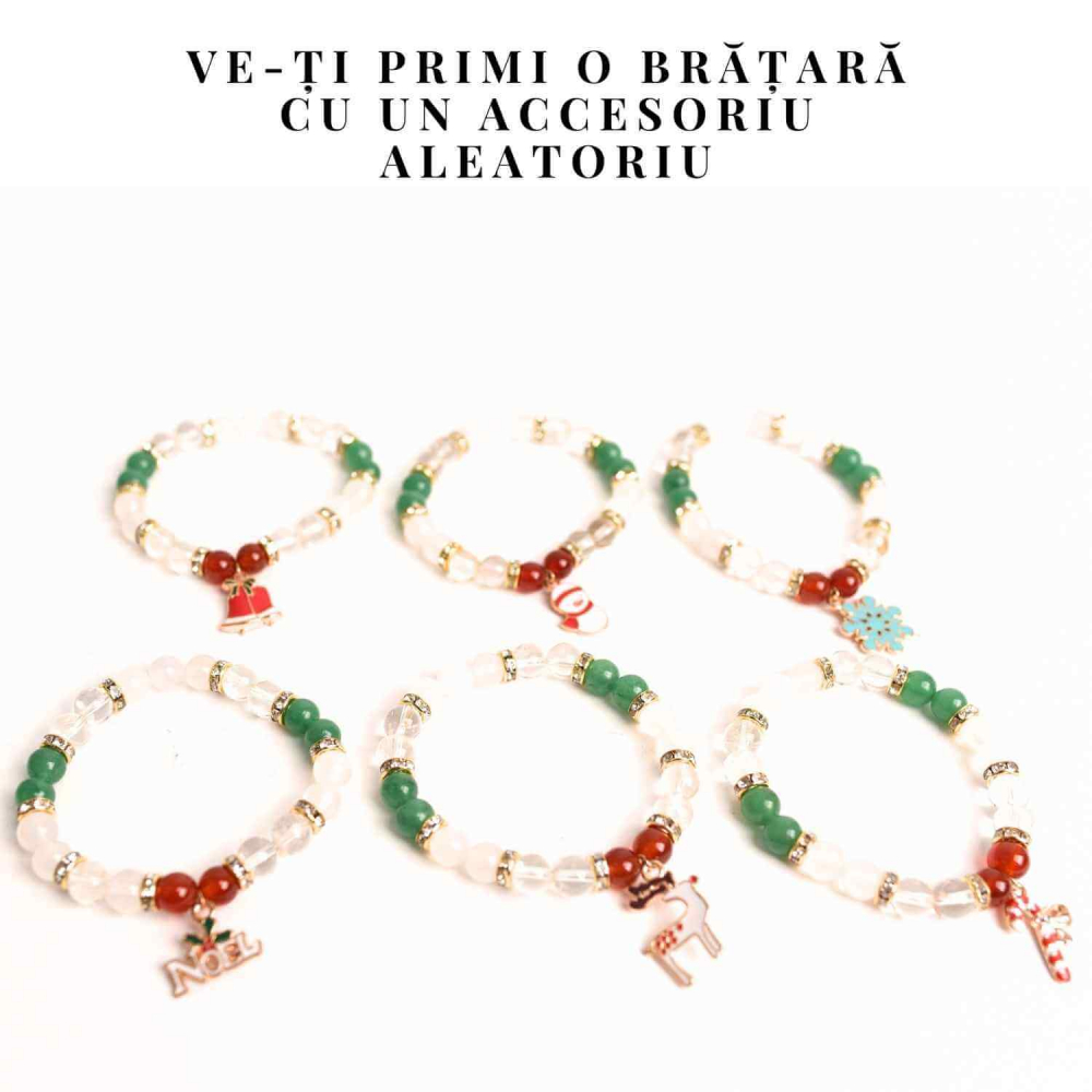 Bratara naturala Agat rosu, alb si aventurin verde cu accesoriu mixt - energie si protectie [3]