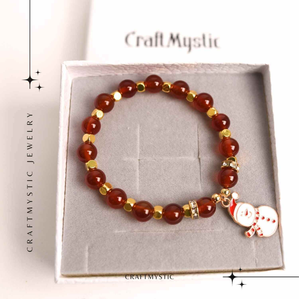 Bratara naturala Agat rosu 6mm cu accesoriu mixt - curaj si protectie [7]
