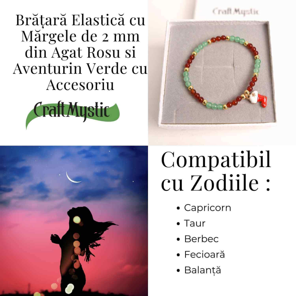 Bratara Agat rosu si aventurin verde accesoriu mix- eleganta si noroc [6]