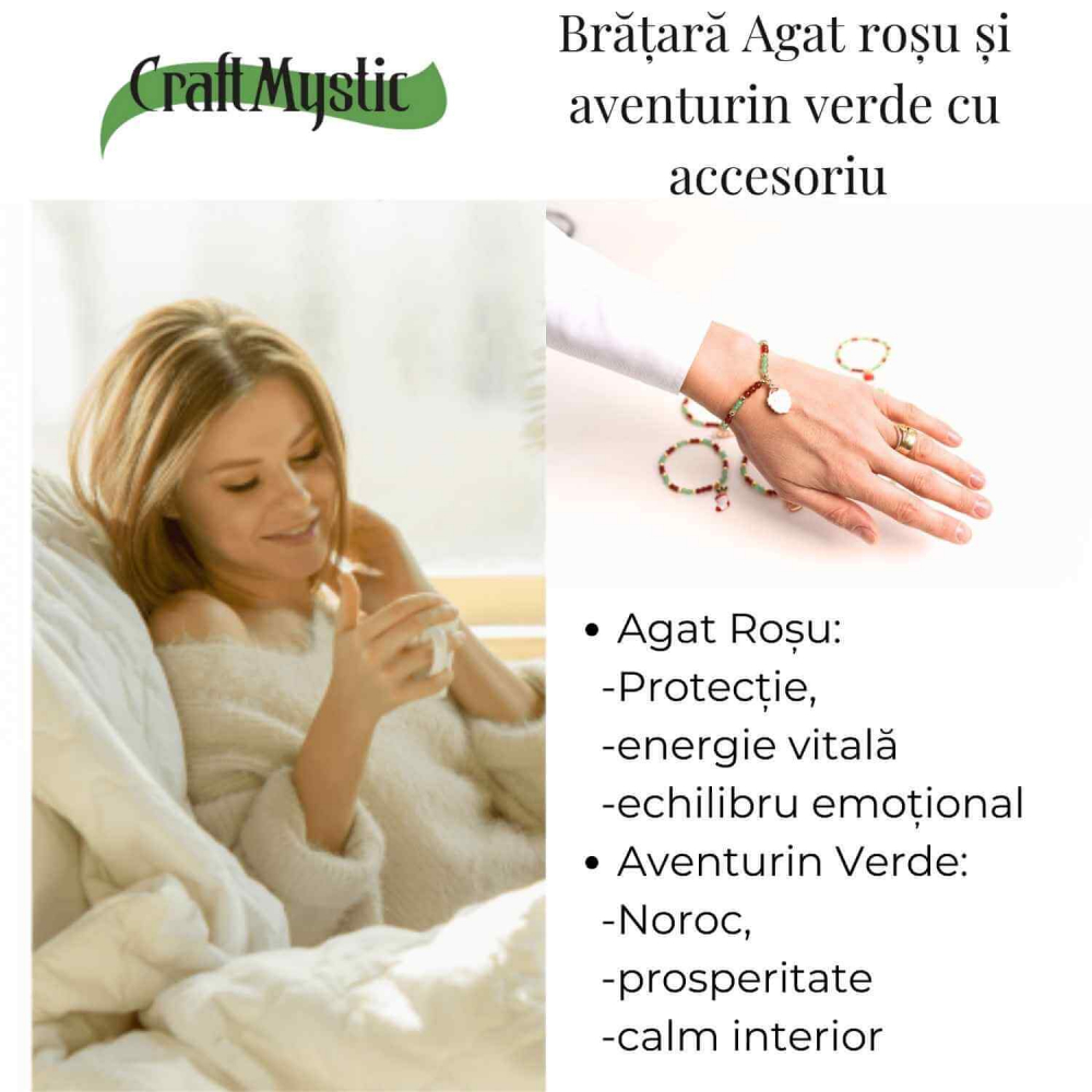 Bratara Agat Rosu si Aventurin Verde, Accesoriu Mix – Echilibru si Noroc [6]
