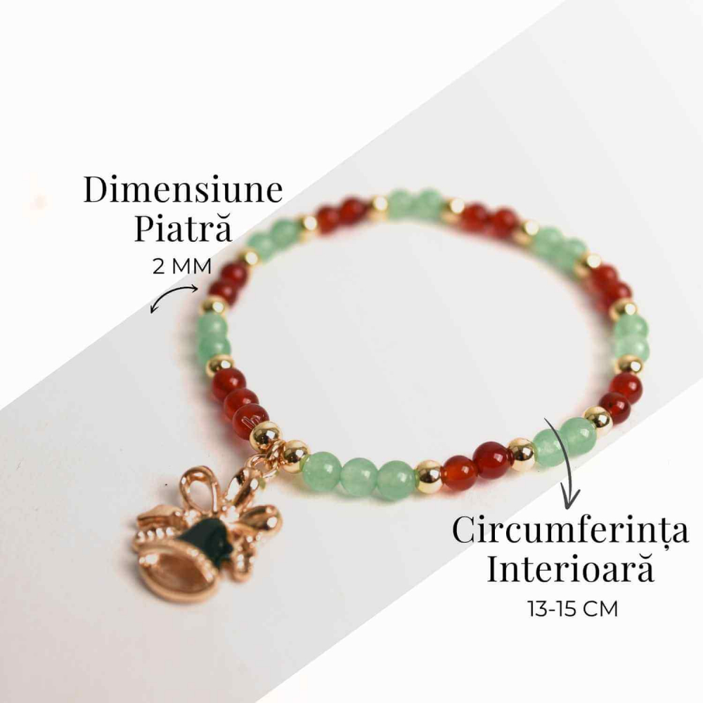 Bratara Agat Rosu si Aventurin Verde, Accesoriu Mix – Echilibru si Noroc [4]