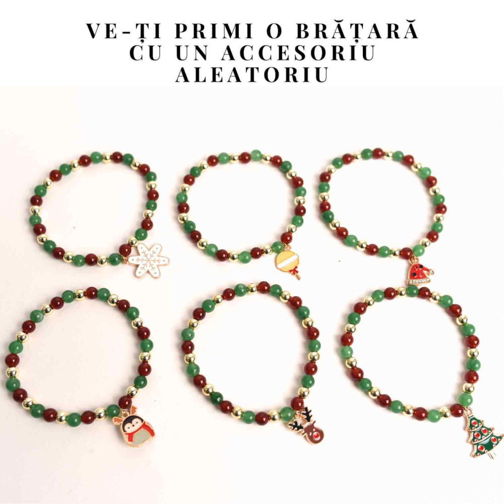 Bratara Agat rosu si aventurin verde 4mm cu accesoriu mixt - echilibru si noroc [3]