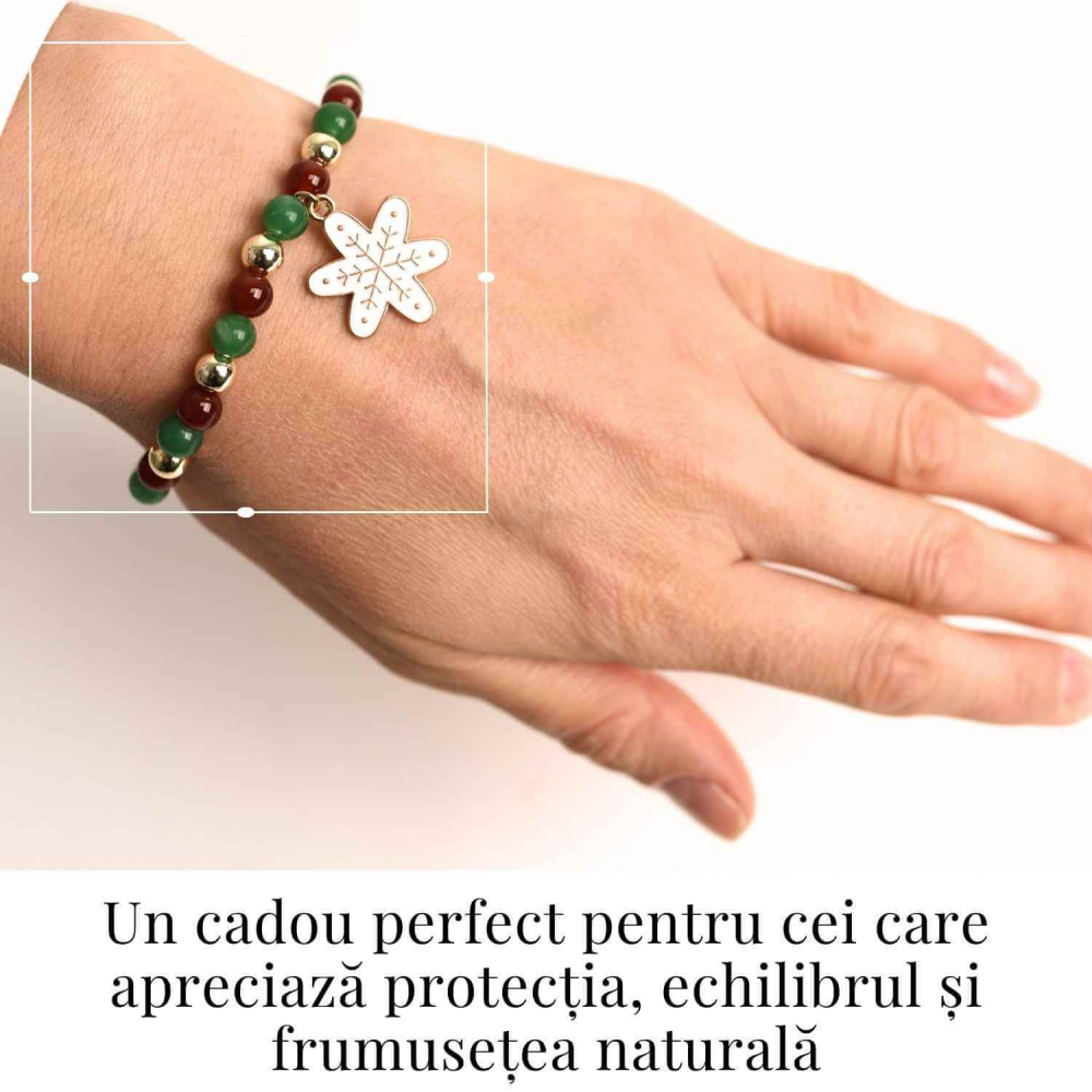 Bratara Agat rosu si aventurin verde 4mm cu accesoriu mixt - echilibru si noroc [2]