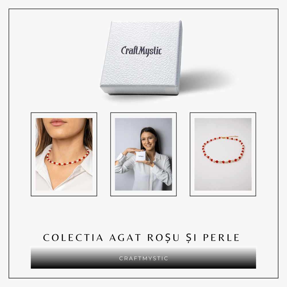 Colier Cupru cu Agat Rosu Fatetat si Perle Naturale – Echilibru, Rafinam si Energie Vitala [8]