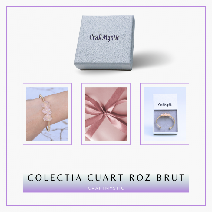  Bratara aurie cu 3 pietre ametist Cuart Roz - Iubire si armonie [8]
