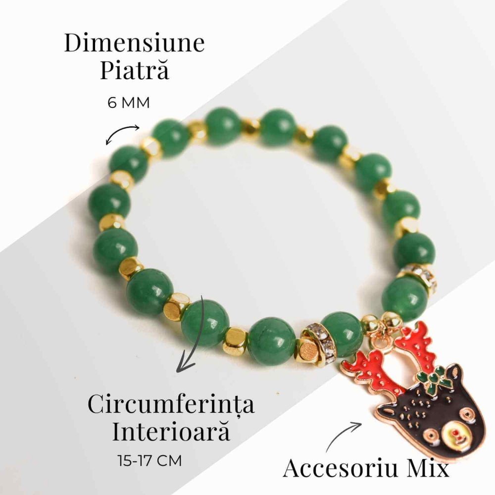 Bratara naturala Aventurin verde cu accesoriu mixt- armonie si noroc [4]