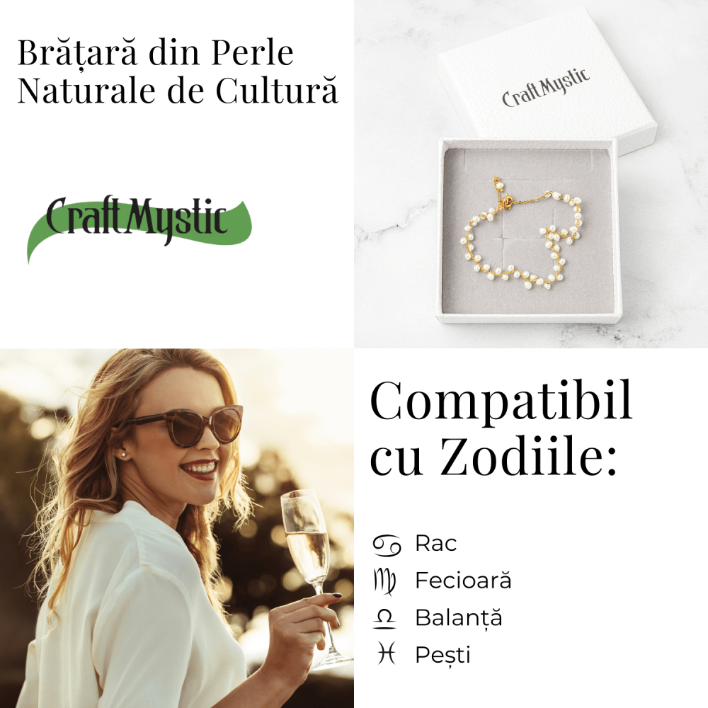 Bratara reglabila din perle de cultura si lant auriu– simbol al feminitatii pure [4]