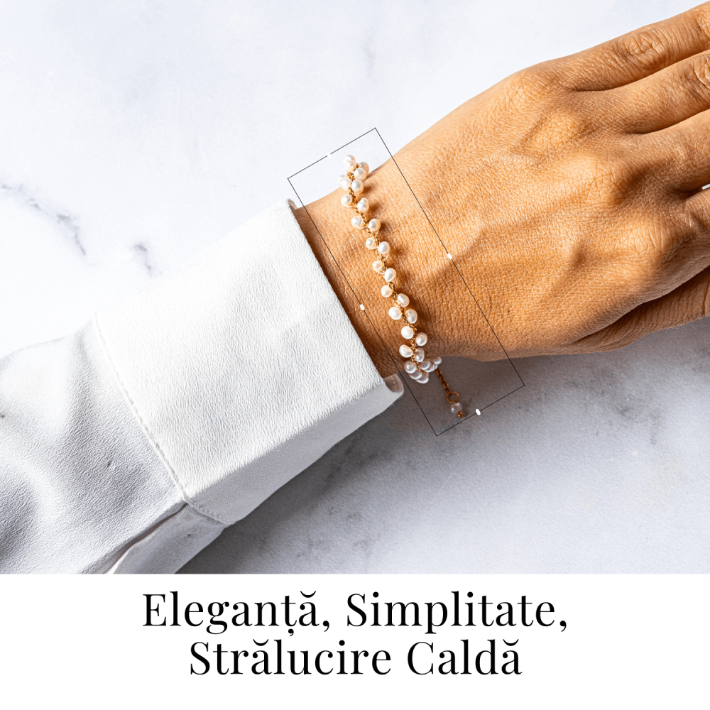 Bratara reglabila din perle de cultura si lant auriu– simbol al feminitatii pure [2]