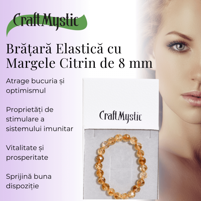Bratara Elastica Radianta cu Citrin Fatetat de 8mm - Luminozitate si Abundenta [9]