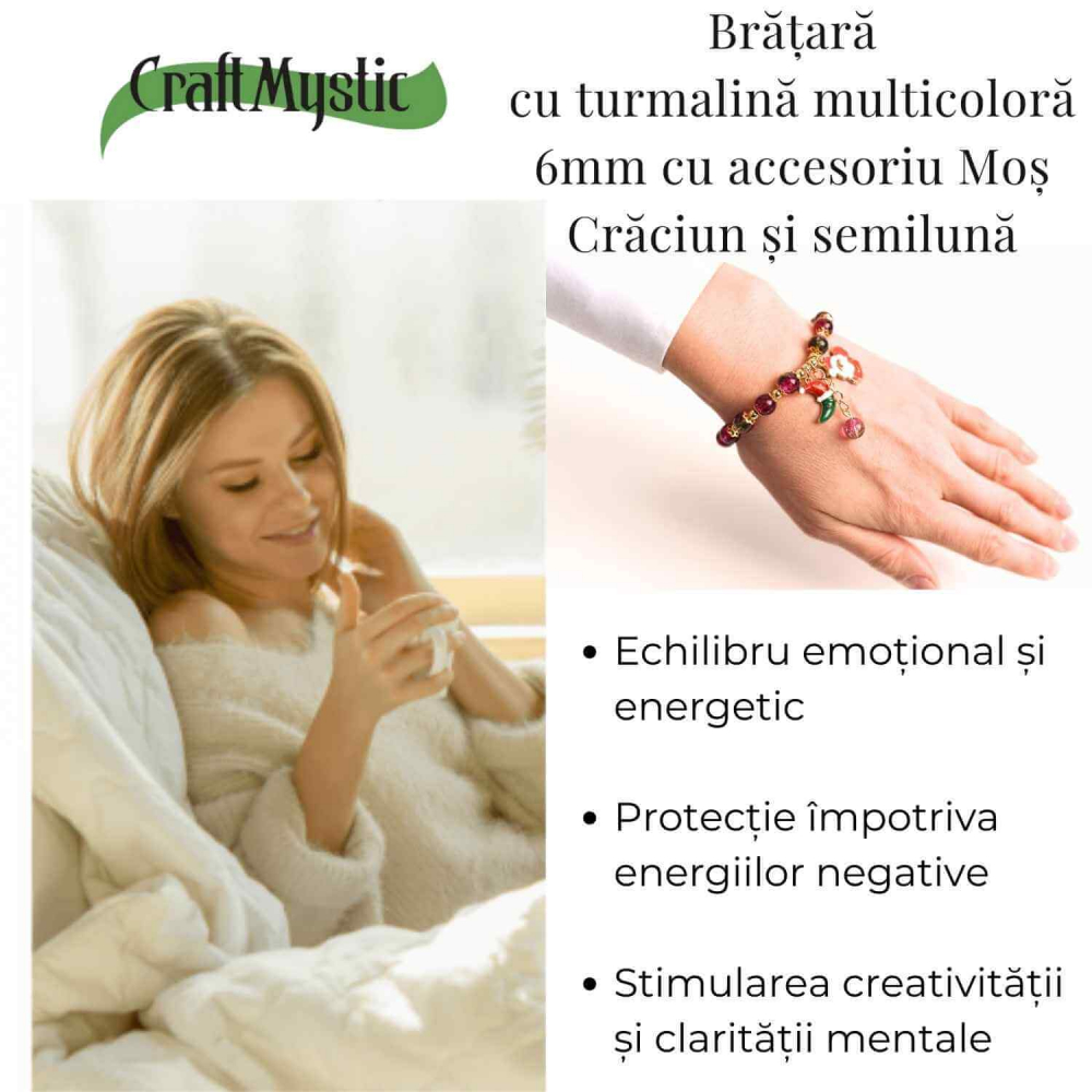 Bratara naturala turmalina multicolora 6mm - echilibru si energie pozitiva [3]