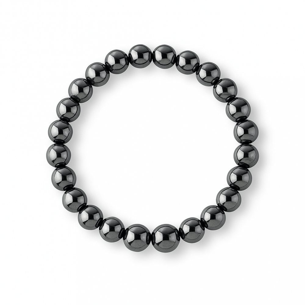 Bratara cu Hematit 8 mm Impamantare si Focus ,   Unisex, minimalista, puternica