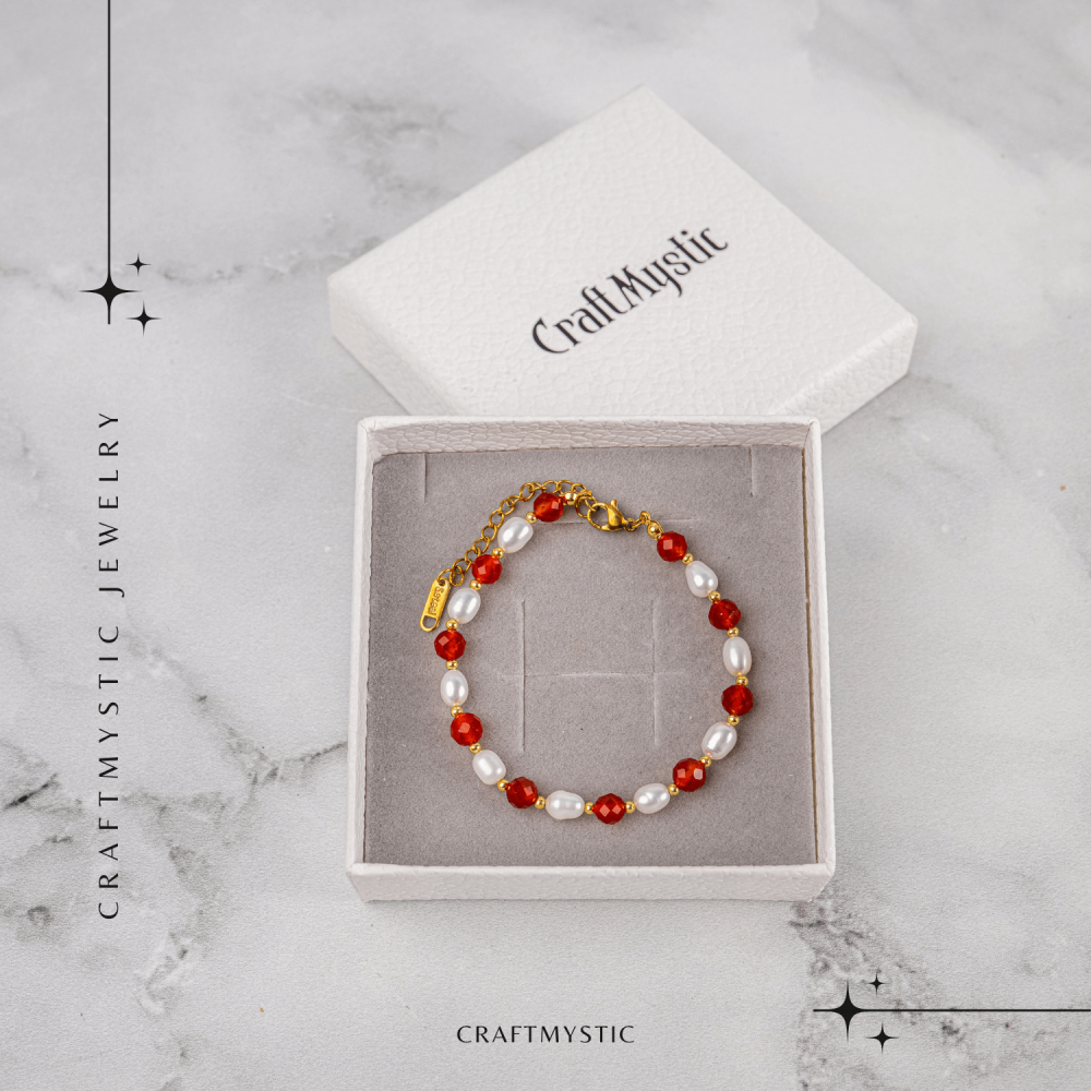 Bratara Agat Rosu si Perle Naturale – Energie, Eleganta si Armonie Feminina [7]