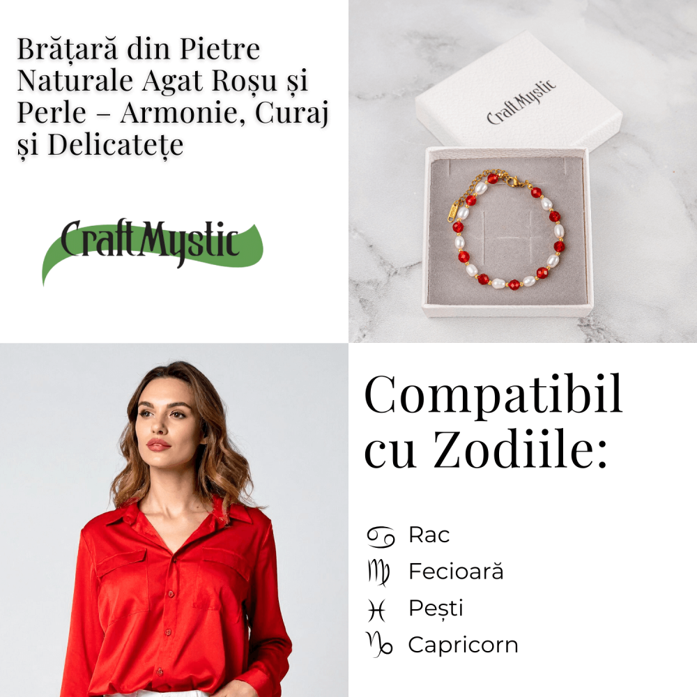 Bratara Agat Rosu si Perle Naturale – Energie, Eleganta si Armonie Feminina [4]