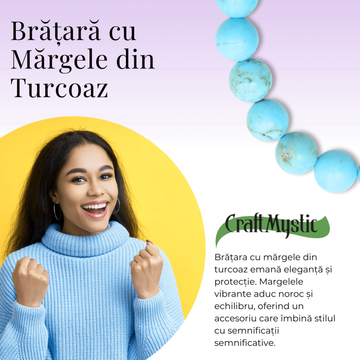 Bratara cu Margele 8mm din Turcoaz Magnesite Natural Tratat Termic [8]