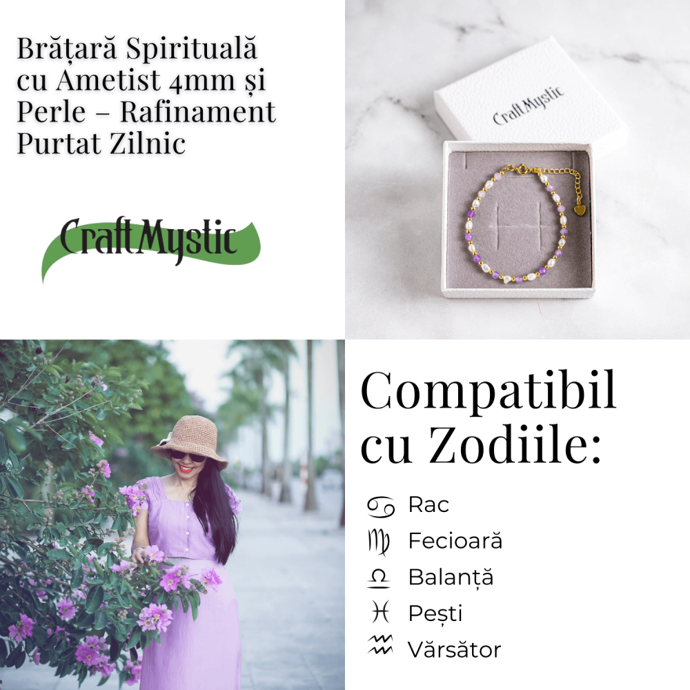 Bratara spirituala cu ametist 4mm si perle – Rafinament purtat zilnic [5]