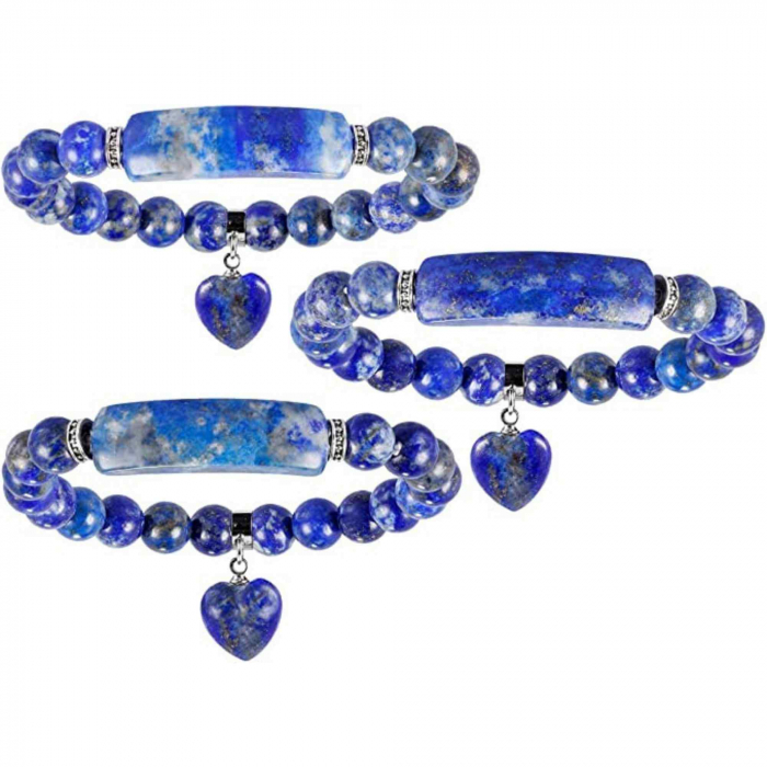 Bratara cu pietre semipretioase margele 8mm ochi de Lapis Lazuli: Calmarea stresului si a anxietatii [6]