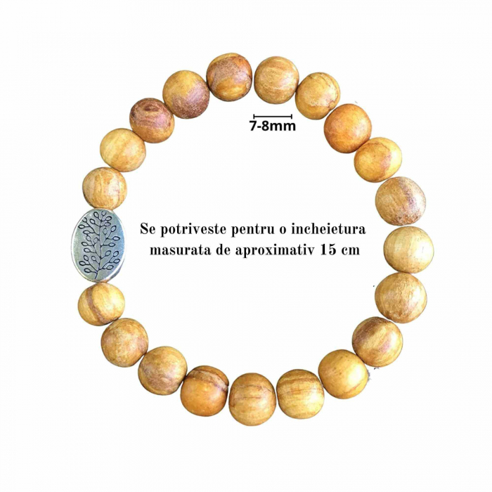 Bratara Artizanala din Palo Santo pentru Protectia impotriva Energiilor Negative, Cadou de Bunastare si Yoga [2]