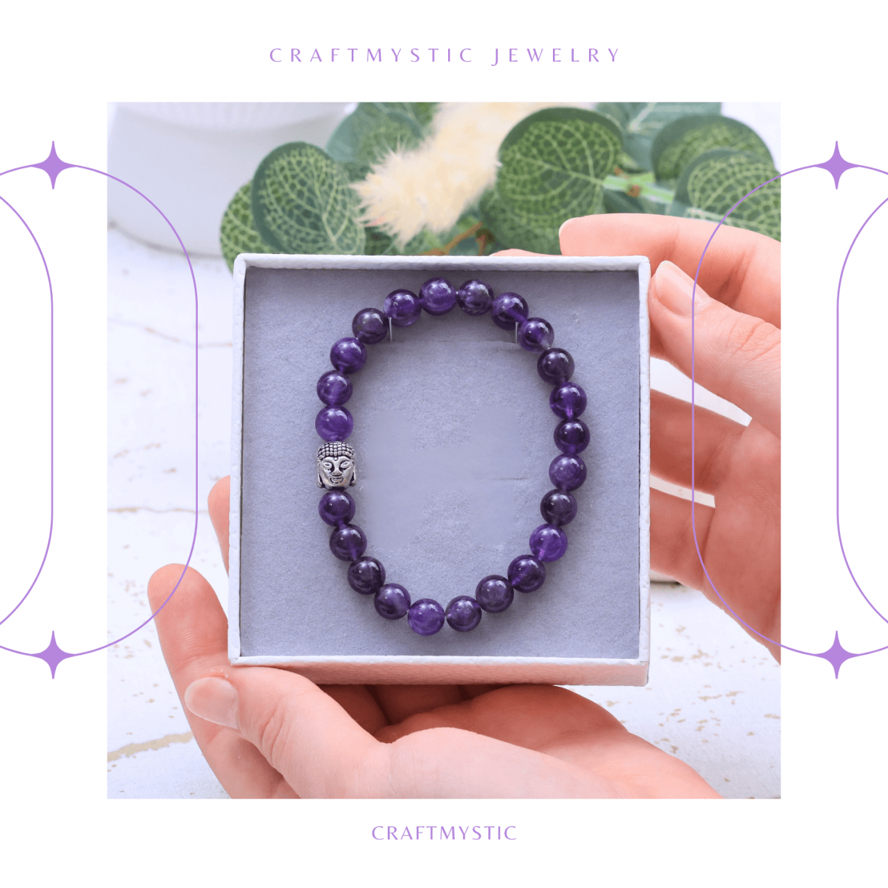 Bratara Reiki Ametist Natural 8mm cu Accesoriu Buddha [3]