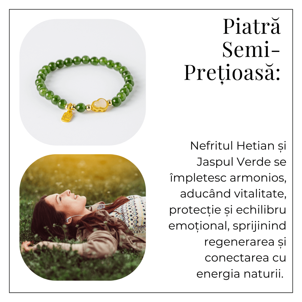 Bratara elastic din jasp verde natural si nefrid hetian – echilibru si vitalitate [6]