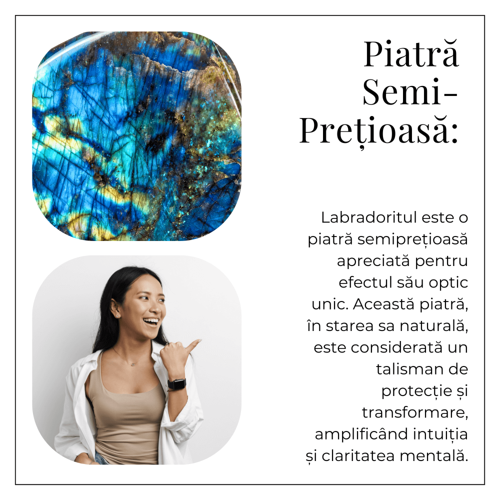 Bratara Fixa Argintie cu Labradorit Frunza – Intuitie si Protectie [9]