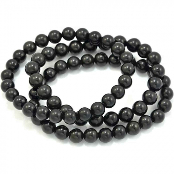 Bratara elastica cu margele de onix negru stralucitor natural de 6 mm - Adevar + Forta - Bratara unisex cu margele neagra de inalta calitate pentru barbati si femei - Dimensiune reglabila [6]