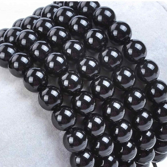 Bratara cu Margele de 8mm din Cristale Semipretioase Onyx Negru, Curea de Mana Reglabila pentru Incheietura Mainii, Eliminator de Energie Negativa [7]