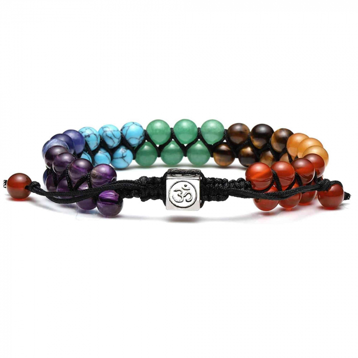 Bratara dubla 7 chakra cu pietre semipretioase de 6 mm – Bratara pentru meditatie [2]