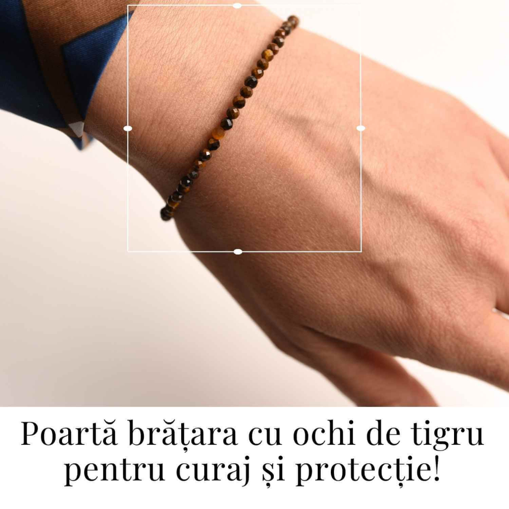 Bratara cu margele 2-3 mm ochi de tigru fatetat natural pentru curaj si protectie energetica [2]