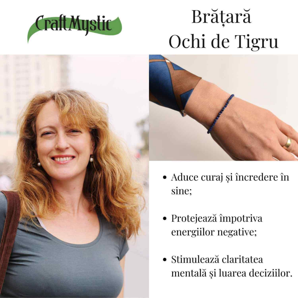 Bratara cu margele 2-3 mm ochi de tigru fatetat natural pentru curaj si protectie energetica [3]