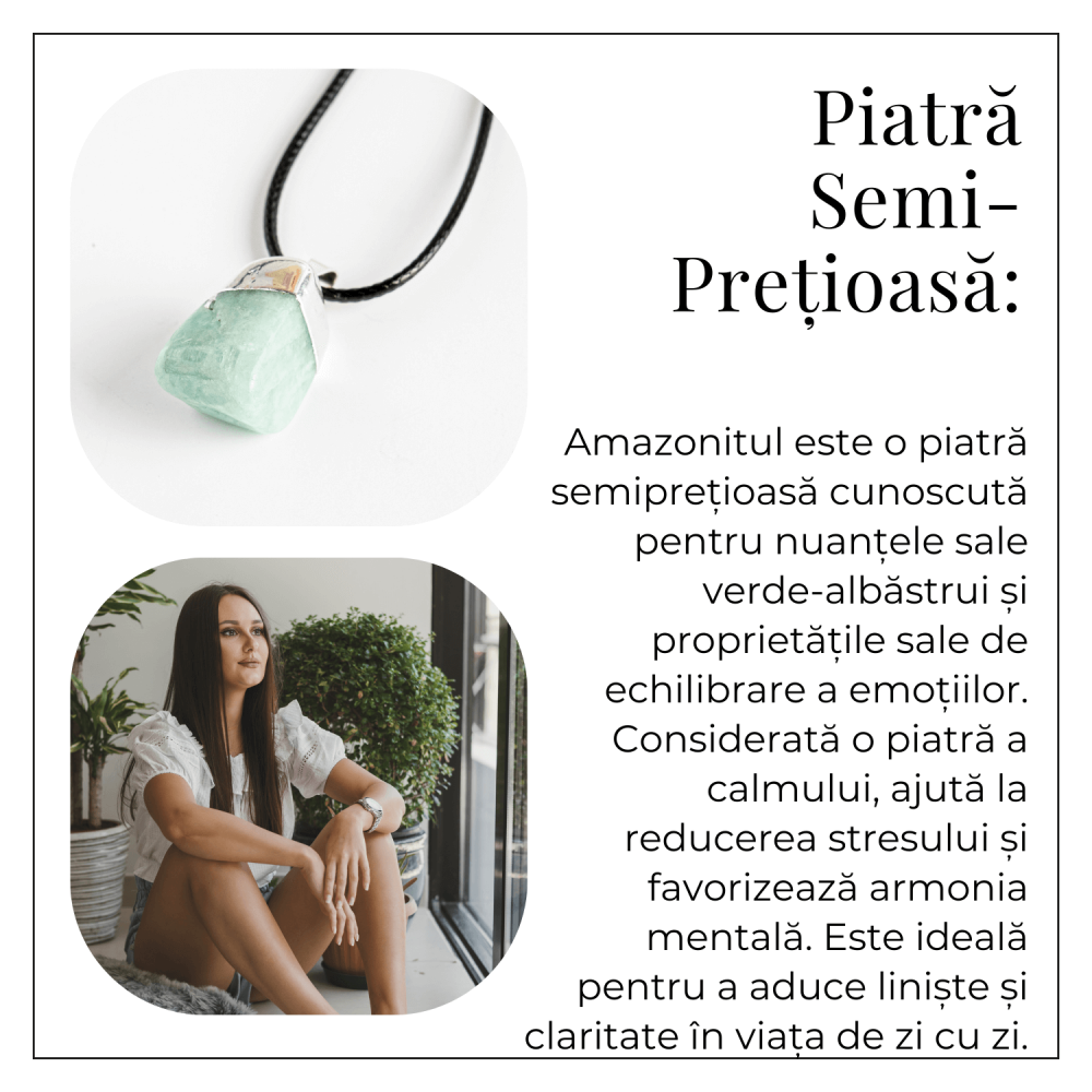 Colier cu Piatra Rulata de Amazonit Natural – Liniste, Echilibru si Claritate Interioara [6]