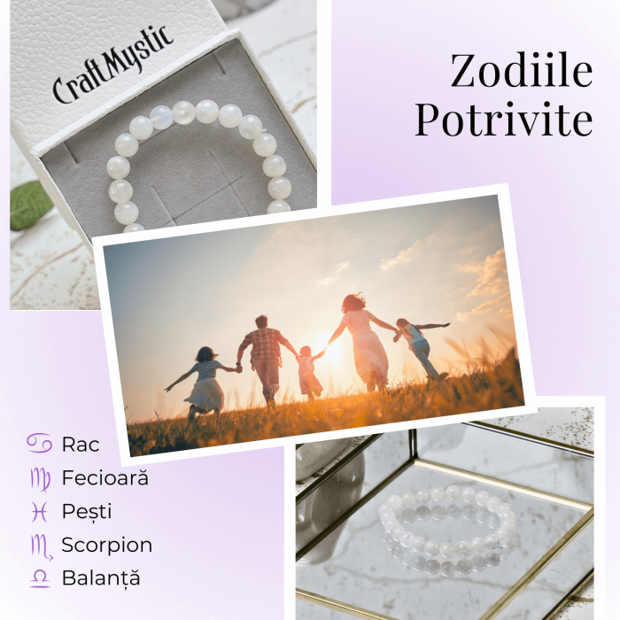 Bratara Elastica cu Margele 8mm din Piatra Lunii Curcubeu - Magie si Femininitate [7]