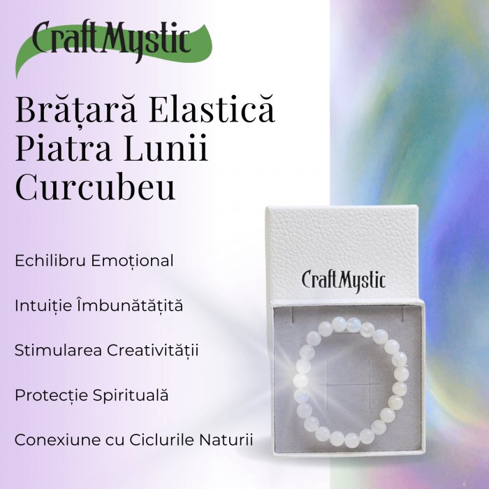 Bratara Elastica cu Margele 8mm din Piatra Lunii Curcubeu - Magie si Femininitate [3]