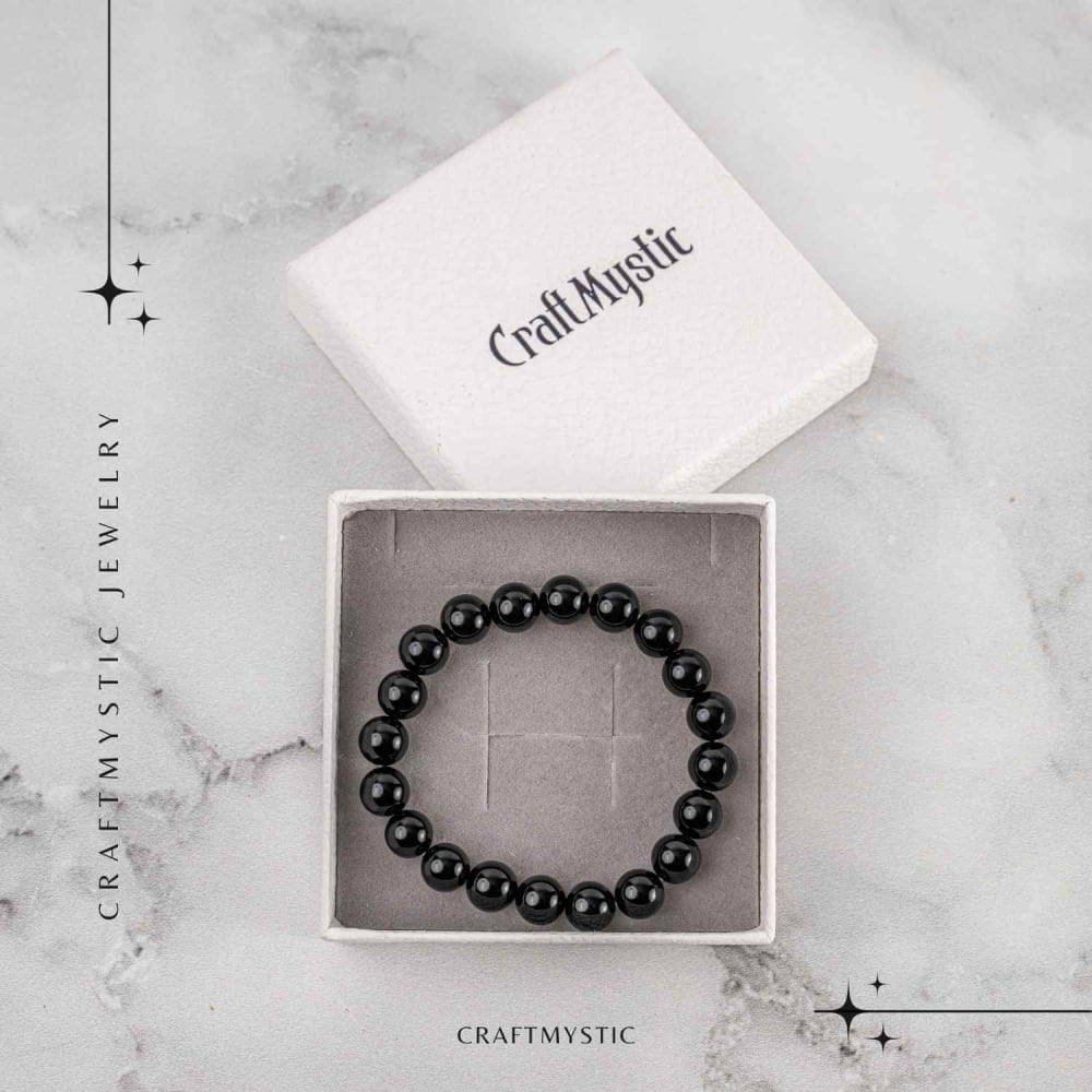 Bratara din Agat Negru Natural cu Margele Rotunde – Echilibru, Protectie si Ancorare [7]