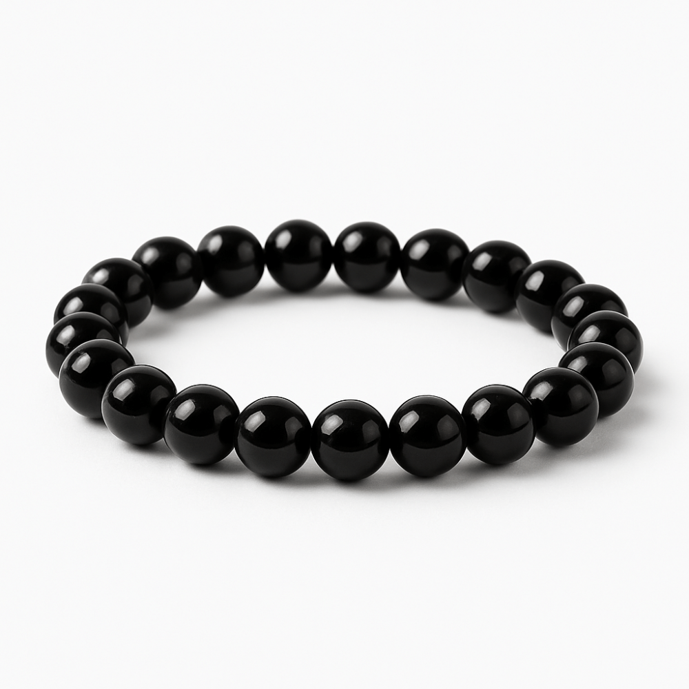 Bratara Elastica cu Margele de Turmalina Neagra de 8mm ,   Protectie si Echilibru