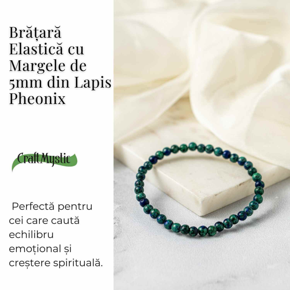 Bratara Elastica cu Margele Naturale de Lapis Phoenix pentru Claritate si Creativitate [3]