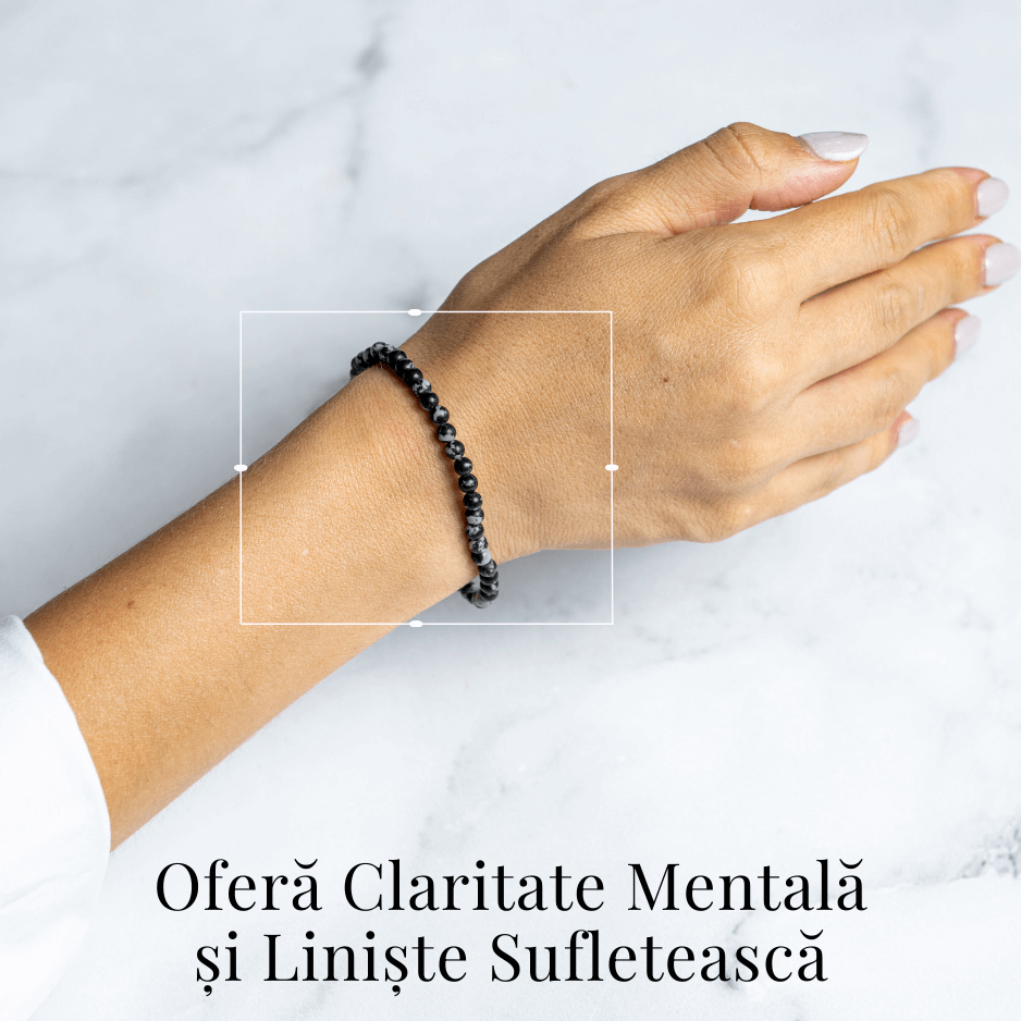 Bratara elastica 4mm din Obsidian Fulg de Nea – Protectie si Echilibru [2]