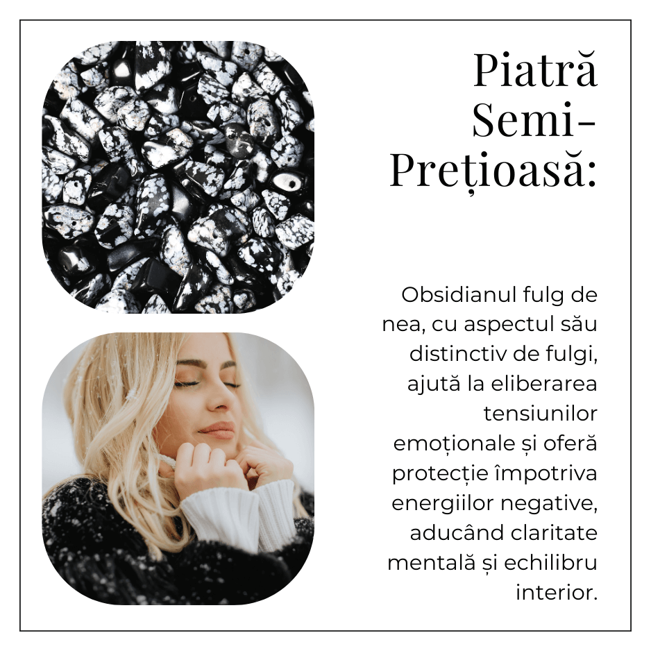 Bratara elastica 4mm din Obsidian Fulg de Nea – Protectie si Echilibru [6]