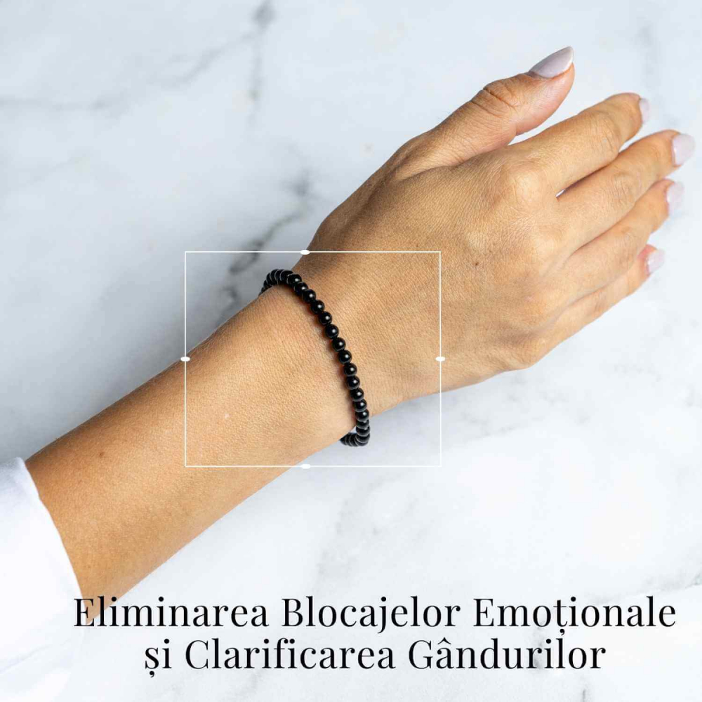 Bratara Elastica cu Margele 4mm din Turmalina Neagra – Protectie Energetica si impamantare [2]