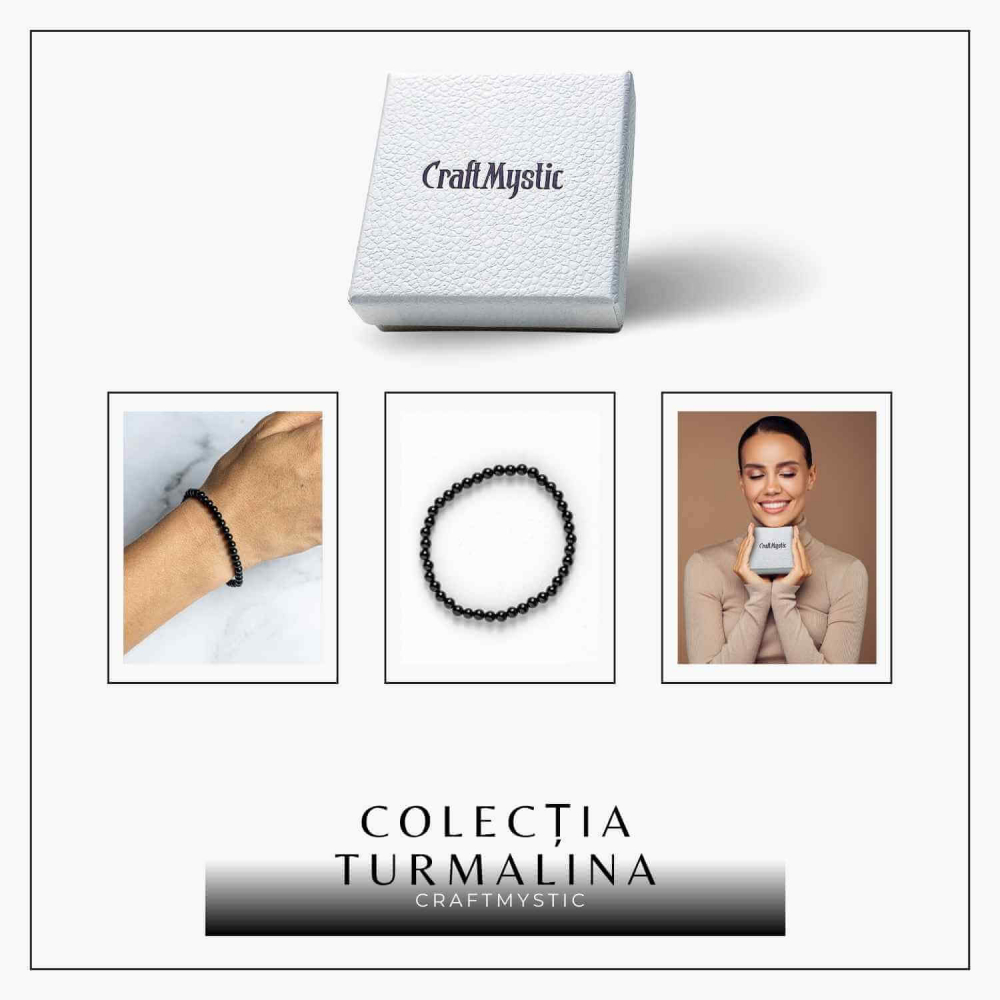 Bratara Elastica cu Margele 4mm din Turmalina Neagra – Protectie Energetica si impamantare [8]