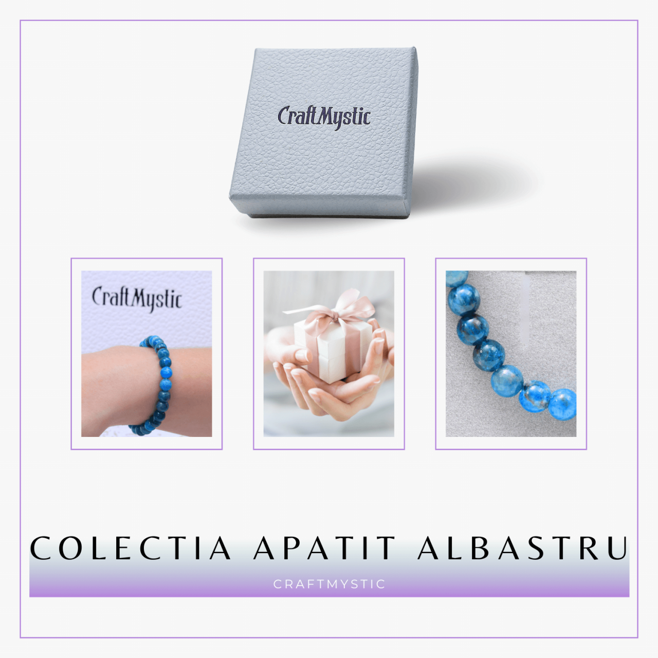 Bratara Elastica cu Margele Naturale de 6mm din Apatit Albastru [8]
