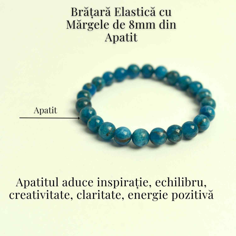 Bratara elastica 8mm din Apatit Albastru – Creativitate si claritate mentala [3]