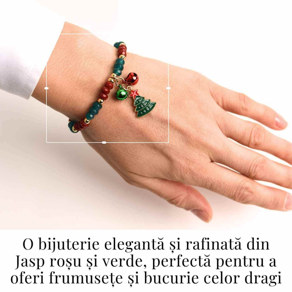 Bratara naturala Jasp rosu, verde fatetat - cadou unic festiv [2]